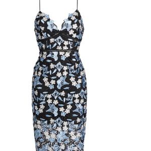 New BARDOT floral midi lace sheath scallop dress